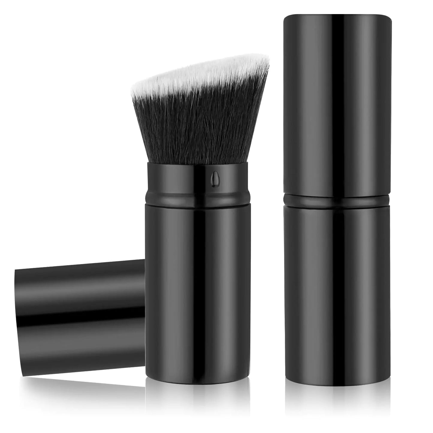 JIEYAO Retractable Kabuki Makeup Brush Angled Travel Foundation Brush Portable Powder Blush Brush Extensible Face Blender Brush Mini Flawless Brush for Liquid Cream Powder Face Makeup