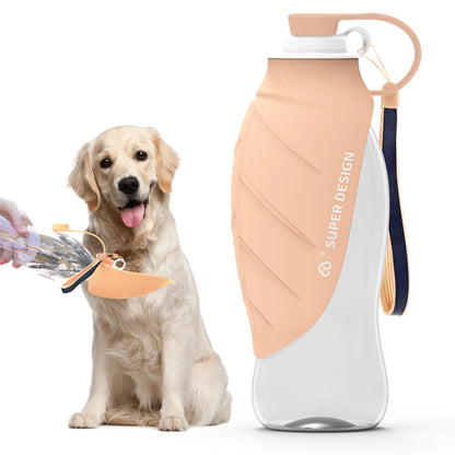 SUPERDESIGN Dog Water Bottle Portable Dog Water Bottle for Small to Large Dogs Leak Proof Dog Travel Water Bottle Large Leaf Travel Water Bowl for Dogs and Dog Walking Accessories (19.6OZ Pink)