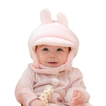 Organic Baby Head Protector- Baby Helmet GOTS Certified Cotton Bunny Adjustable & Ultra-Lightweight Head Protector for Crawling & Walking Infants Toddlers Baby Girl Pink